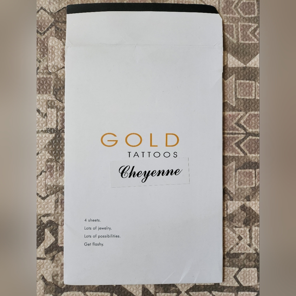 NWT 4 Sheets Large Gold Silver Black Metallic Shimmer Temporary Body Tattoos